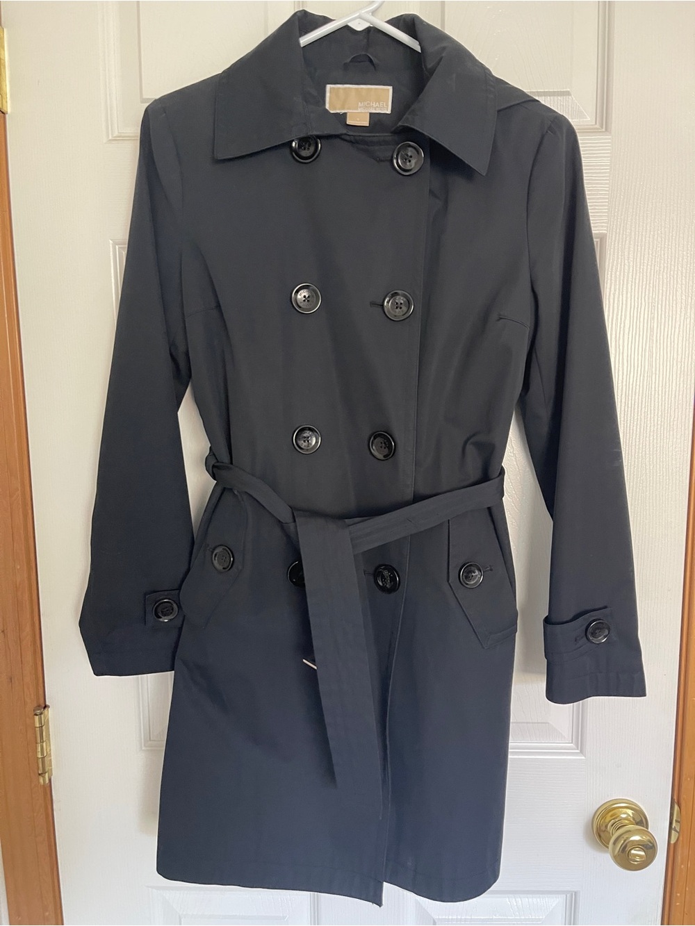 Michael Kors Black Double-Breasted Belted Trench